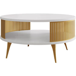 Forini - table basse - blanc et doré - 75 cm