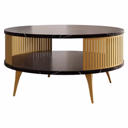 Forini - table basse - effet marbre noir et doré - 75 cm