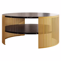 Cruz - table basse - effet marbre noir et doré - 75 cm