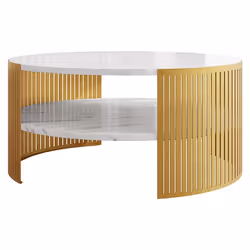 Cruz - table basse - effet marbre blanc et doré - 75 cm