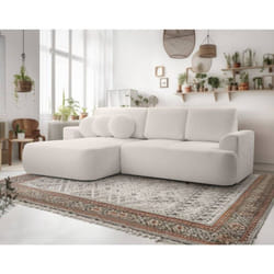 Candela - canapé d'angle gauche 4 places - convertible avec coffre - en tissu bouclette