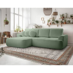 Candela - canapé d'angle gauche 4 places - convertible avec coffre - en tissu bouclette