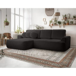 Candela - canapé d'angle gauche 4 places - convertible avec coffre - en tissu bouclette