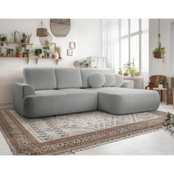 Candela - canapé d'angle droit 4 places - convertible avec coffre - en tissu bouclette