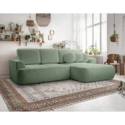 Candela - canapé d'angle droit 4 places - convertible avec coffre - en tissu bouclette