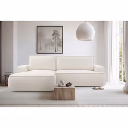 Nessino - canapé d'angle gauche 4 places - convertible avec coffre - en tissu texturé