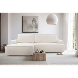 Nessino - canapé d'angle gauche 4 places - convertible avec coffre - en tissu texturé