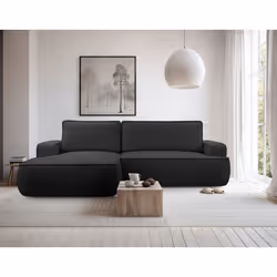 Nessino - canapé d'angle gauche 4 places - convertible avec coffre - en tissu texturé