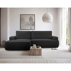 Nessino - canapé d'angle gauche 4 places - convertible avec coffre - en tissu texturé
