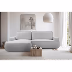 Nessino - canapé d'angle gauche 4 places - convertible avec coffre - en tissu texturé