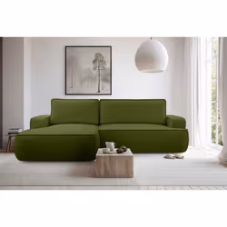 Nessino - canapé d'angle gauche 4 places - convertible avec coffre - en tissu texturé