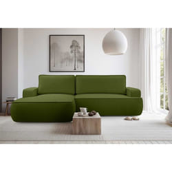 Nessino - canapé d'angle gauche 4 places - convertible avec coffre - en tissu texturé