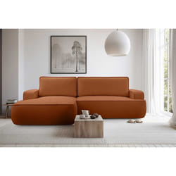 Nessino - canapé d'angle gauche 4 places - convertible avec coffre - en tissu texturé