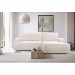 Nessino - canapé d'angle droit 4 places - convertible avec coffre - en tissu texturé