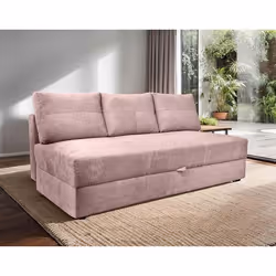 Lucina - canapé droit 3 places - convertible avec coffre - en velours - Rose