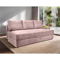 Lucina - canapé droit 3 places - convertible avec coffre - en velours - Rose