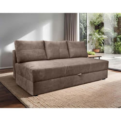 Lucina - canapé droit 3 places - convertible avec coffre - en velours - Marron