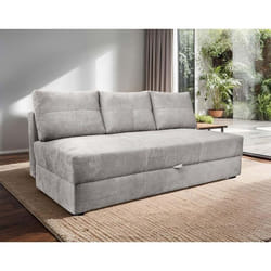 Lucina - canapé droit 3 places - convertible avec coffre - en velours - Gris clair