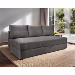 Lucina - canapé droit 3 places - convertible avec coffre - en velours - Gris foncé