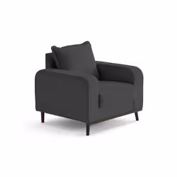 Albane - fauteuil en velours côtelé pieds bois foncé