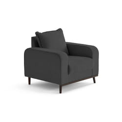 Albane - fauteuil en velours côtelé pieds bois foncé
