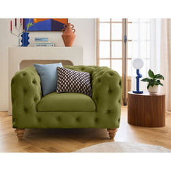 Walter - fauteuil chesterfield en velours - pieds bois