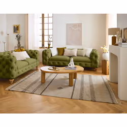 Walter - canapé 3 places chesterfield en velours - pieds bois