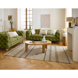 Walter - canapé 3 places chesterfield en velours - pieds bois