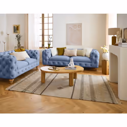 Walter - canapé 3 places chesterfield en velours - pieds bois