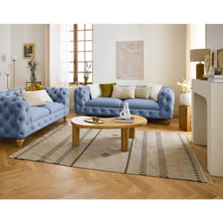 Walter - canapé 3 places chesterfield en velours - pieds bois
