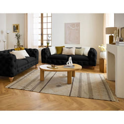 Walter - canapé 3 places chesterfield en velours - pieds bois
