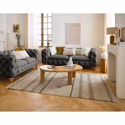 Walter - canapé 3 places chesterfield en velours - pieds bois