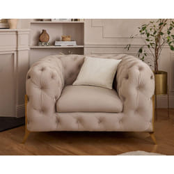 Lisa Design - Camden - fauteuil chesterfield en velours - pieds en métal doré