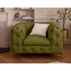 Camden - fauteuil chesterfield en velours - pieds en métal doré