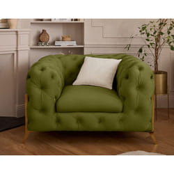 Camden - fauteuil chesterfield en velours - pieds en métal doré