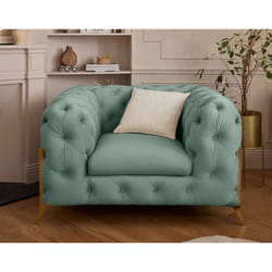 Camden - fauteuil chesterfield en velours - pieds en métal doré