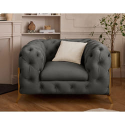 Camden - fauteuil chesterfield en velours - pieds en métal doré