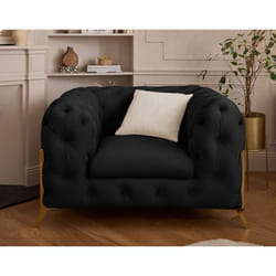 Camden - fauteuil chesterfield en velours - pieds en métal doré
