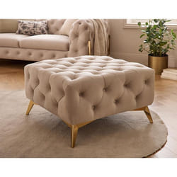 Camden - pouf chesterfield en velours - pieds en métal doré