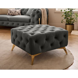 Camden - pouf chesterfield en velours - pieds en métal doré
