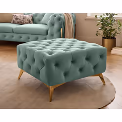 Camden - pouf chesterfield en velours - pieds en métal doré