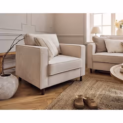 Jake - fauteuil en velours côtelé - pieds bois foncé