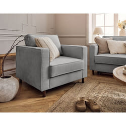Jake - fauteuil en velours côtelé - pieds bois foncé