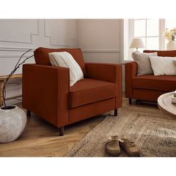 Jake - fauteuil en velours côtelé - pieds bois foncé