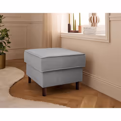 Jake - pouf en velours côtelé - pieds bois foncé