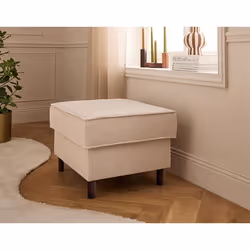 Jake - pouf en velours côtelé - pieds bois foncé