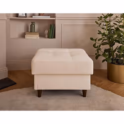 Anna - pouf en velours - pieds en bois