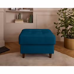 Anna - pouf en velours - pieds en bois