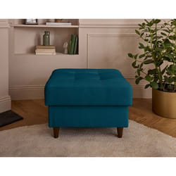 Anna - pouf en velours - pieds en bois