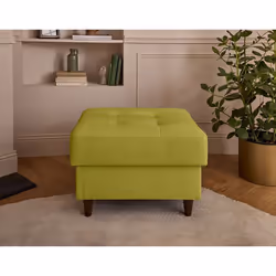 Anna - pouf en velours - pieds en bois